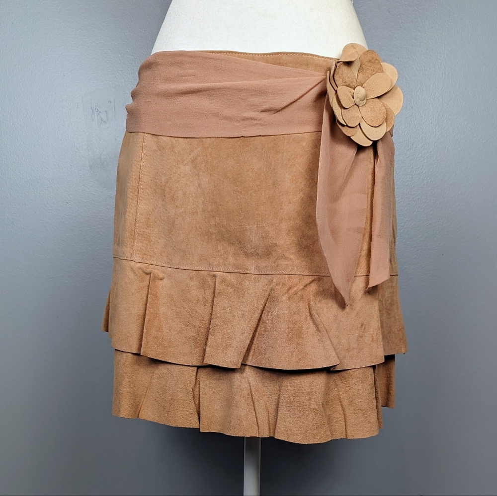 Y2k bebe suede leather skirt